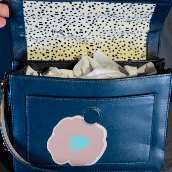 Radley London Eden Row Small Flapover Crossbody Bag Blue Pink Floral Leather - Picture 7 of 7